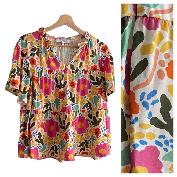 CROSBY by Mollie Burch Tops - Crosby by Mollie Burch Colorful Floral Pop Art Print Top